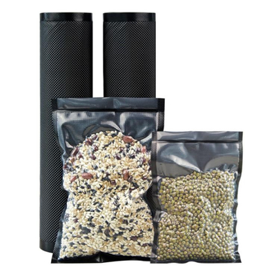 لفات حزمة الفراغ المسبق للطعام باللون الأسود / الشفاف Ziplock فراغ . ختم خزن Rolls