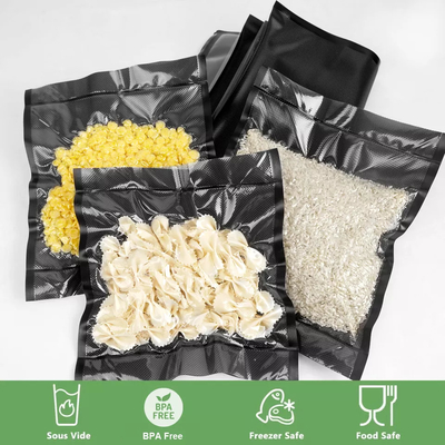 لفات حزمة الفراغ المسبق للطعام باللون الأسود / الشفاف Ziplock فراغ . ختم خزن Rolls